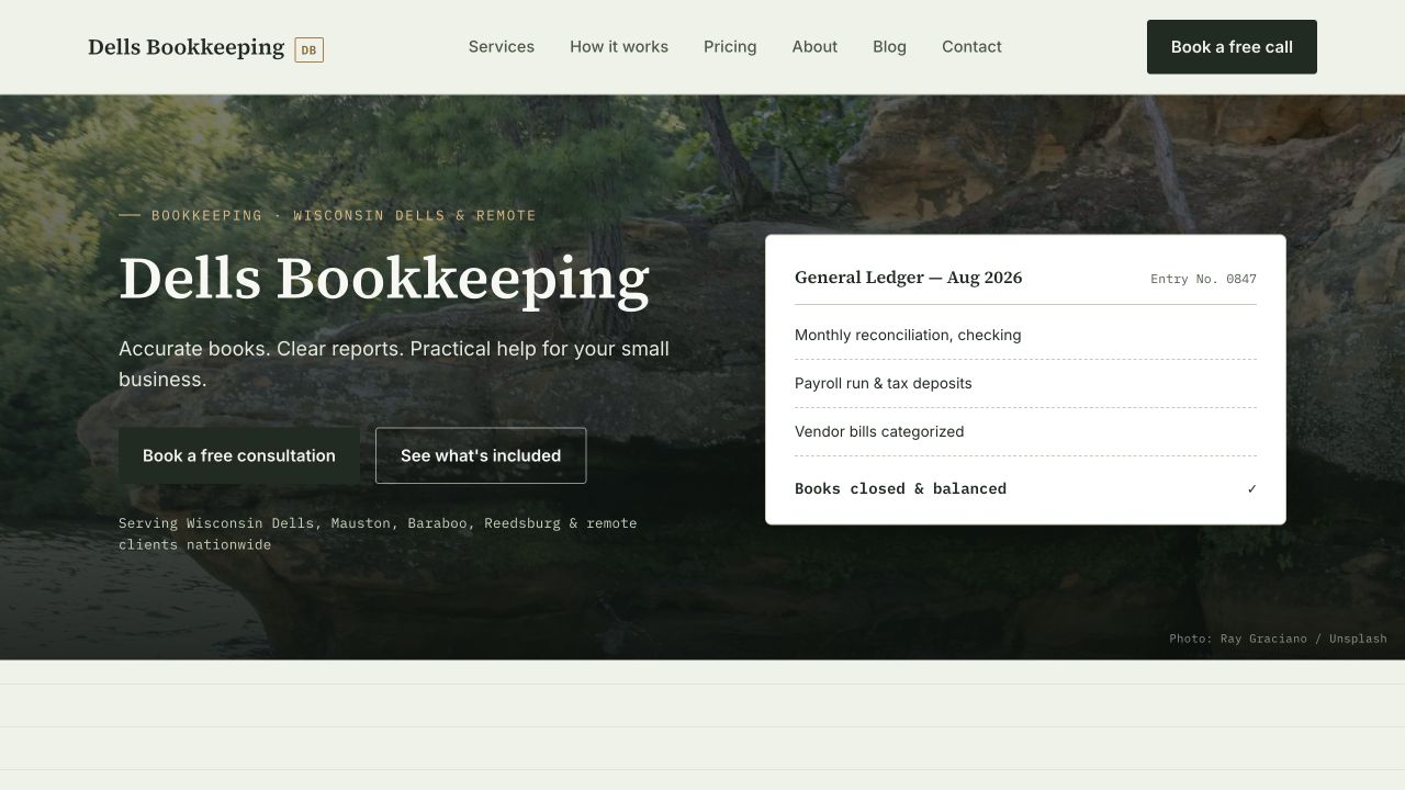 Dells Bookkeeping website preview