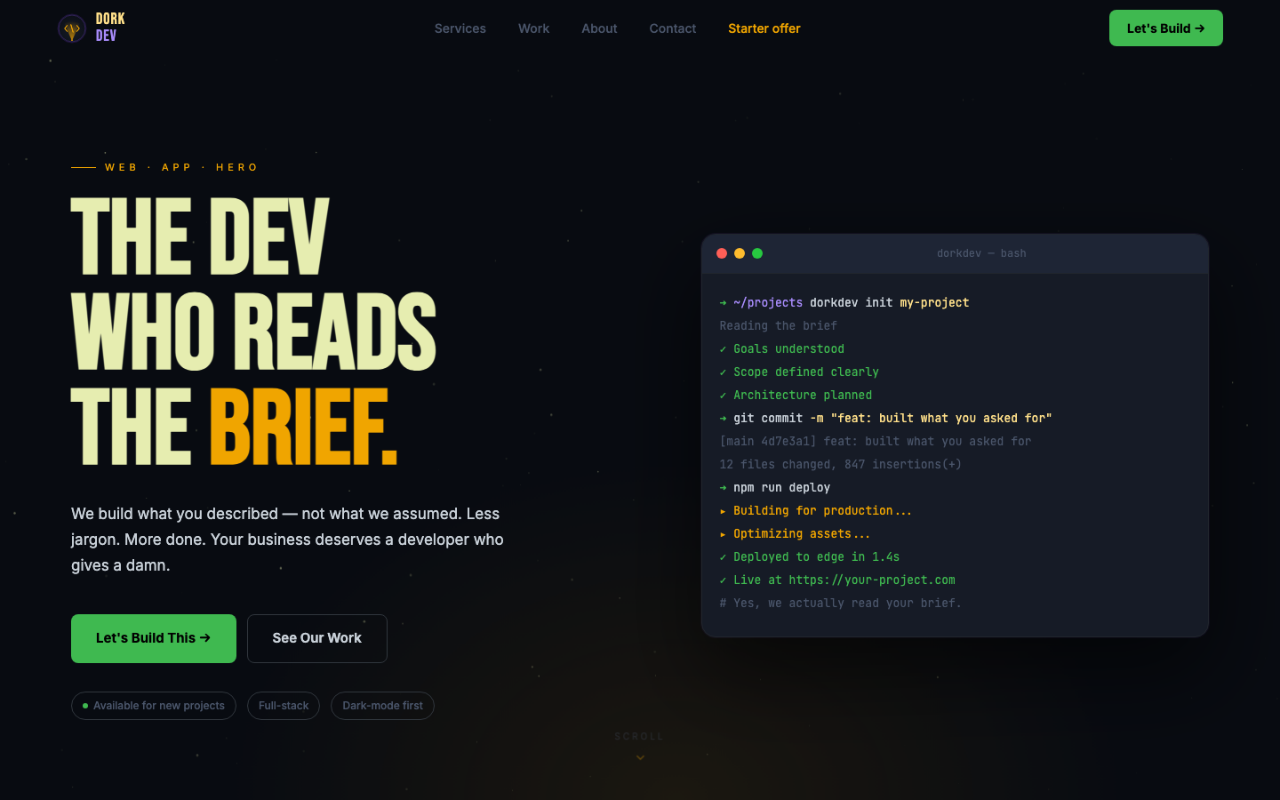 DorkDev website preview